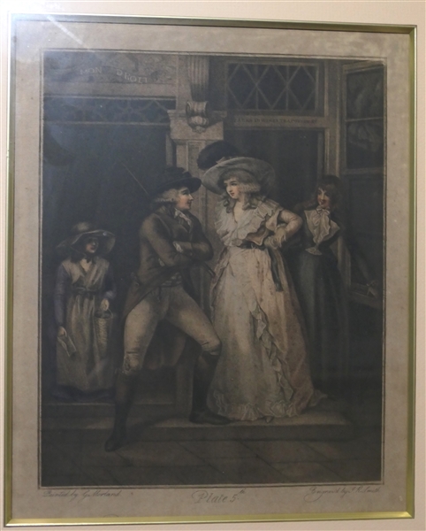"The Story of Laetitia" Plate 5 Mezzotint Engraving After Original by George Morland - Engraved by J.R. Smith 1811 - Framed and Matted - Frame Measures 19" by 16 1/2" 