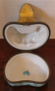 Great Limoges France Hand Painted Frog Trinket Box - Artist P.V. - Box Measures 2 3/4 Tall 3 Across