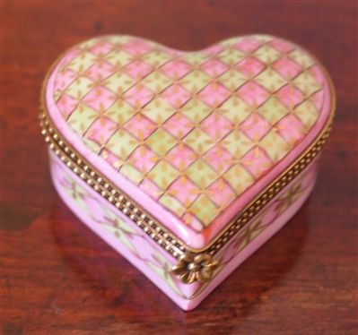 Limoges France Hand Painted Heart Shaped I Love You Ring Box - Box Measures 1 tall 2 Across