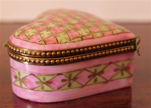 Limoges France Hand Painted Heart Shaped I Love You Ring Box - Box Measures 1 tall 2 Across