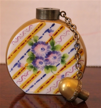 Limoges France Hand Painted by P.V. Porcelain Perfume Bottle - Bottle Measures 2 1/2 tall 2 Across