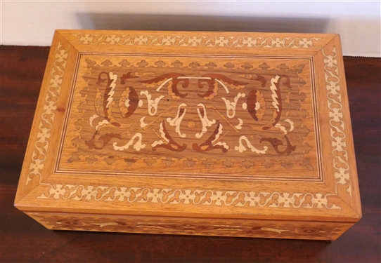 Beautiful Marquetry Inlaid Document Box - Box Measures 3 1/2 Tall 10 by 6 1/2 