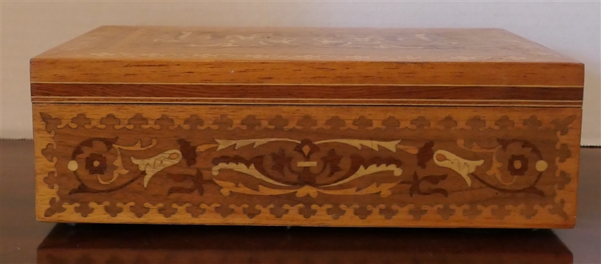 Beautiful Marquetry Inlaid Document Box - Box Measures 3 1/2 Tall 10 by 6 1/2 
