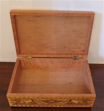 Beautiful Marquetry Inlaid Document Box - Box Measures 3 1/2 Tall 10 by 6 1/2 