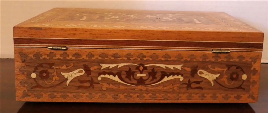 Beautiful Marquetry Inlaid Document Box - Box Measures 3 1/2 Tall 10 by 6 1/2 