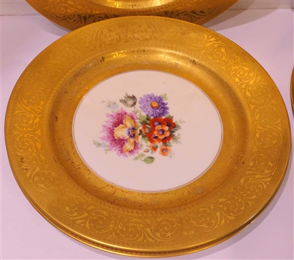 6 Crown Imperial Czecho Slovakia Floral Dinner Plates with Beautiful Gold Trim - each Plate Measures 10 3/4