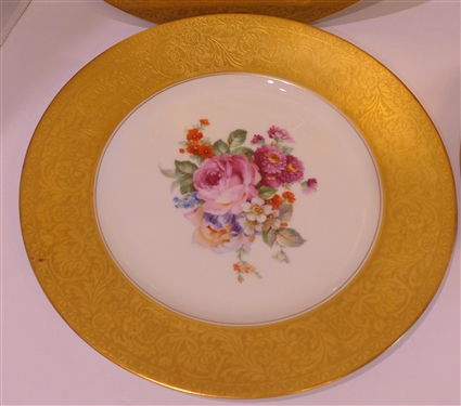 4 - Royal Bavaria Floral Dinner Plates with Gold Trim - Each Plate Measures 10 3/4