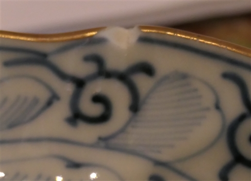 9 - Japanese Blue and White Porcelain Scalloped Edge Dishes - Marked on Bottom - Each Low Bowl Measures 1 Deep 7 1/2 across - 1 Has Smal Chip 