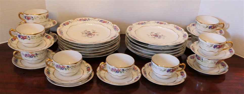 35 Pieces of Haviland - Limoges France China - 12 8 3/4 Plates - 11 Cup and Saucer Sets - 1 Additional Saucer - 2 Plates are Chipped - 1 Cup is Chipped and 1 Cup is Cracked