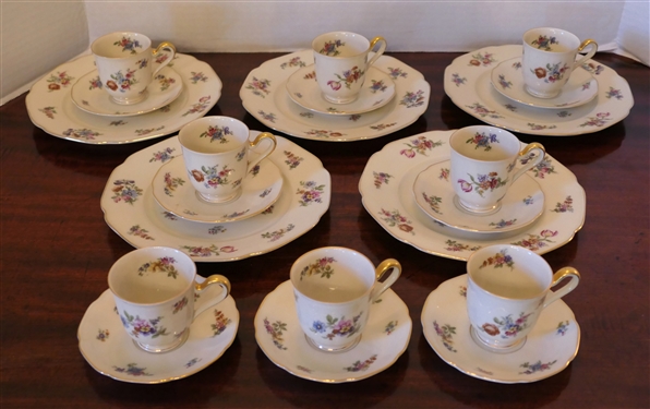 21 Pieces of The Colwyn Bavaria China - Number 4562 - Demitasse / Espresso Cups, Saucers, and Dessert Plates
