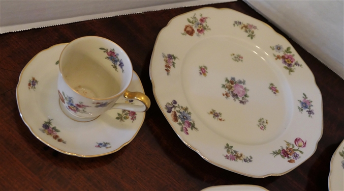 21 Pieces of The Colwyn Bavaria China - Number 4562 - Demitasse / Espresso Cups, Saucers, and Dessert Plates