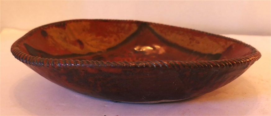 Studio Art Pottery Free Form Bowl with Fish in Center - Bowl Measures 2 tall 9 1/2 by 8