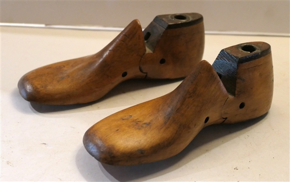 Pair of Wooden Shoe Lasts /Forms - Size 6 1/2C - Left and Right Shoes - Each Measures 6