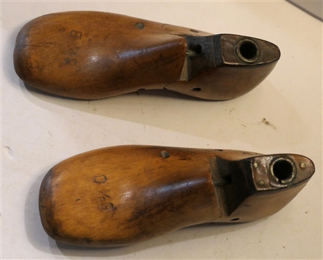Pair of Wooden Shoe Lasts /Forms - Size 6 1/2C - Left and Right Shoes - Each Measures 6