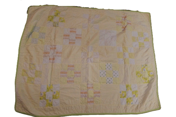 Pastel Green, Yellow, and Pink Child's Quilt - Measures 50 1/2 by 40