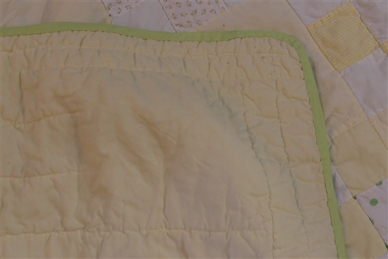 Pastel Green, Yellow, and Pink Child's Quilt - Measures 50 1/2 by 40