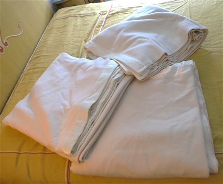3 - Queen Size Faribault Woolen Mill Co. - Off White Wool Blankets - Silk Trim - Allin Good Overall Condition - Top Blanket Has Been Used More than Others 