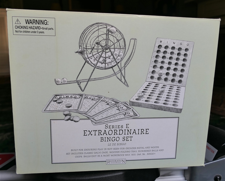 Series E. Extraordinaire Bingo Set - Wooden Bingo Set with Wire Cage - In Original Box