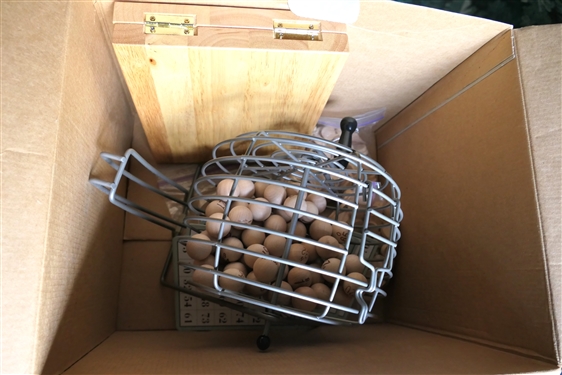 Series E. Extraordinaire Bingo Set - Wooden Bingo Set with Wire Cage - In Original Box