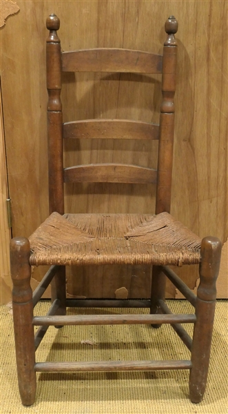 Granville County NC - Country Primitive Ladder Back Chair - Rush Bottom -Chair Measures 36 1/4" tall 16" to Seat