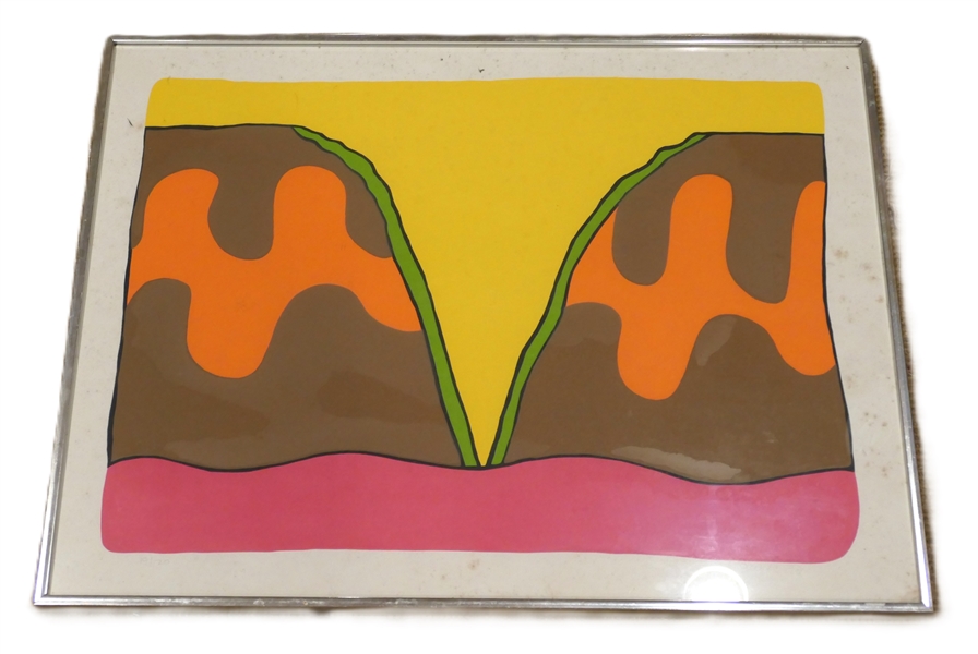 Norbert Irvine Woodblock Print - Numbered 19/20- Dated 1970 - Brightly Colored - Framed Print Measures 22 1/2" by 28 1/4" 