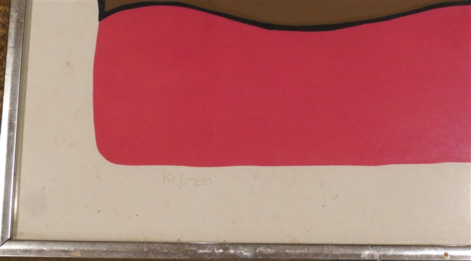 Norbert Irvine Woodblock Print - Numbered 19/20- Dated 1970 - Brightly Colored - Framed Print Measures 22 1/2 by 28 1/4 