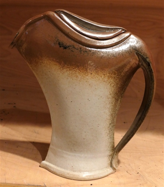 Bellar - North Carolina Studio Art Pottery Pitcher with Lid - Unusual Form - Pitcher Measures 11 1/2" Tall 