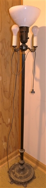 Pretty 4 Light Floor Lamp with Milk Glass Center Shade - Lamp Measures 61 1/2 tall 