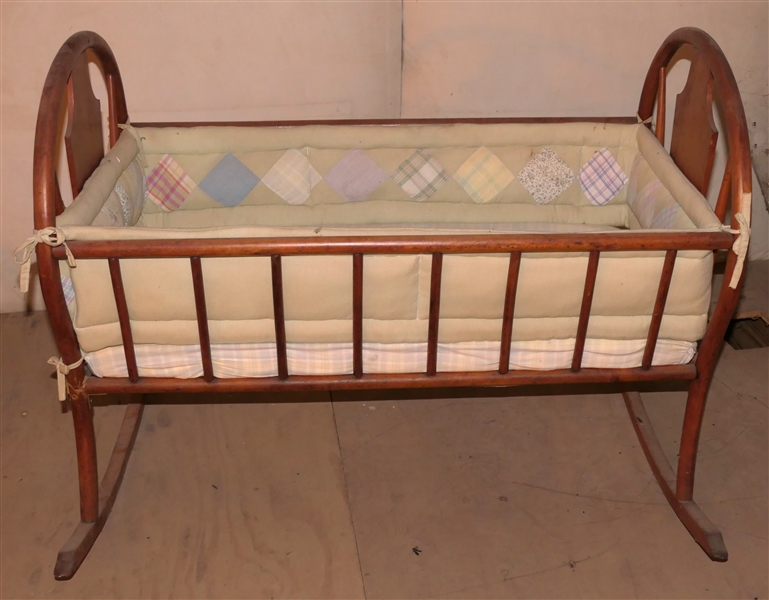 Childs Wooden Baby Rocking Cradle - 