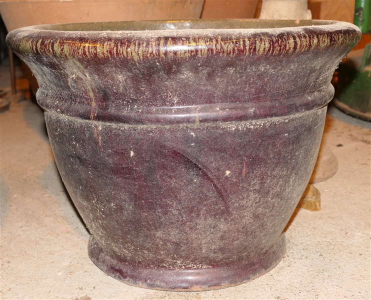 Nice Garden Planter with Black Glaze - Planter Measures 14" tall 19" Across