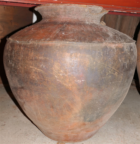 Very Large Terracotta Planter - Urn Shaped with  - Damage to Top Rim and Large Hole in Bottom - Planter Measures 26" tall 26" Across