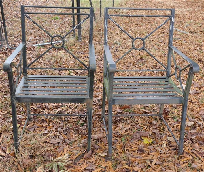 Pair of High Quality Iron Garden Chairs - Both Are Missing Trim Caps 