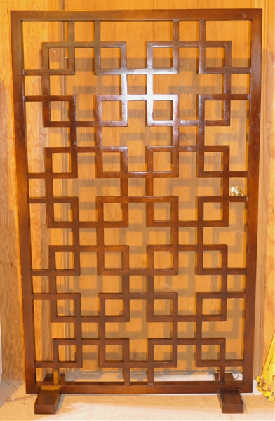 Geometric Mahogany Wall Screen - Measures 68 1/2" by 42"