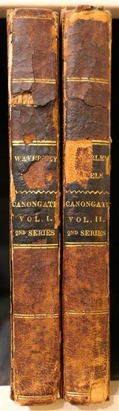 Waverly Novels - "Chronicles of the Canongate" - Second Series in Two Volumes - Volumes I and II - Leather Bound and Leather Covers - Dated 1828 - Some Wear to Spine 