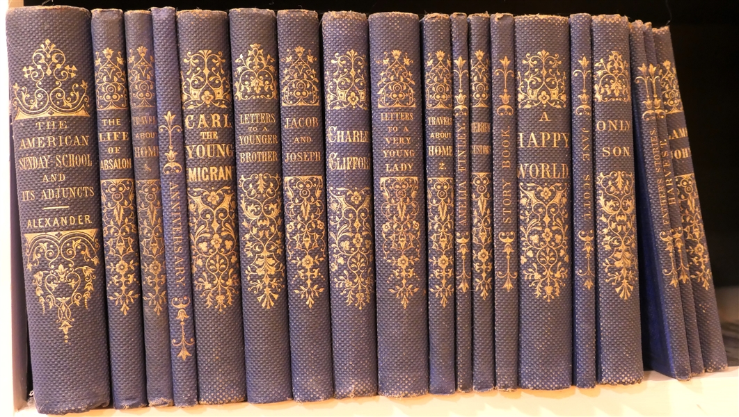 19 Volumes - "The American Sunday School and Its Adjuncts" by James W. Alexander, D.D. - Philadelphia - American Sunday School Union - Pretty Blue Covers with Gold Lettering 