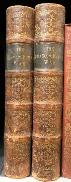 "History of the War - France and Germany" 1870-1871 - Volume I & II  - Leather Bound with Gold Lettering -  From the Library of George Smithers 1840