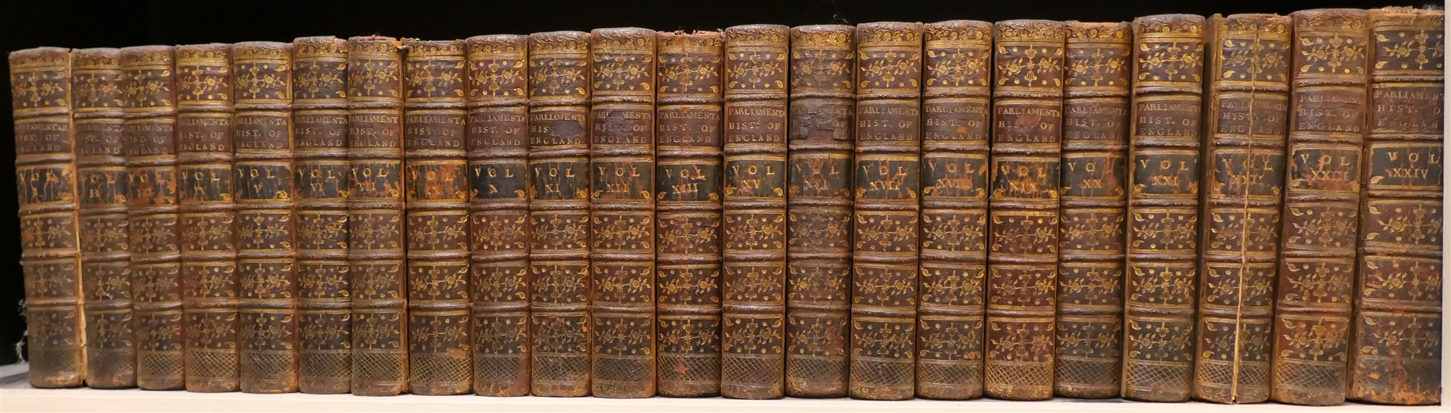 "The Parliamentary or Constitutional History of England - The Second Edition - 1762 - 22 Leather Bound Volumes - Marbleized End Pages 