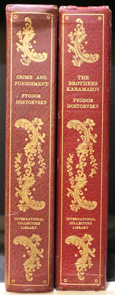 "The Brothers Karamazov" - International Collectors Library - Red Leather Covers with Gold Lettering and Scrollwork - 2 Volumes