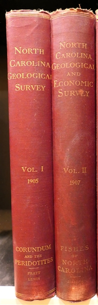 1905 and 1907 "The North Carolina Geological Survey" Hardcover Books 