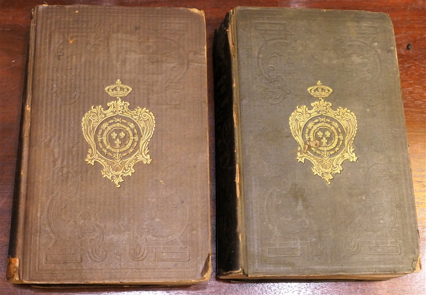 "Louis The Fourteenth and The Court of France in The Seventeenth Century" by Miss Pardoe - In Two Volumes - 1848 - Published in New York - Hardcover with Gold Lettering - Some Tearing to Spine of...