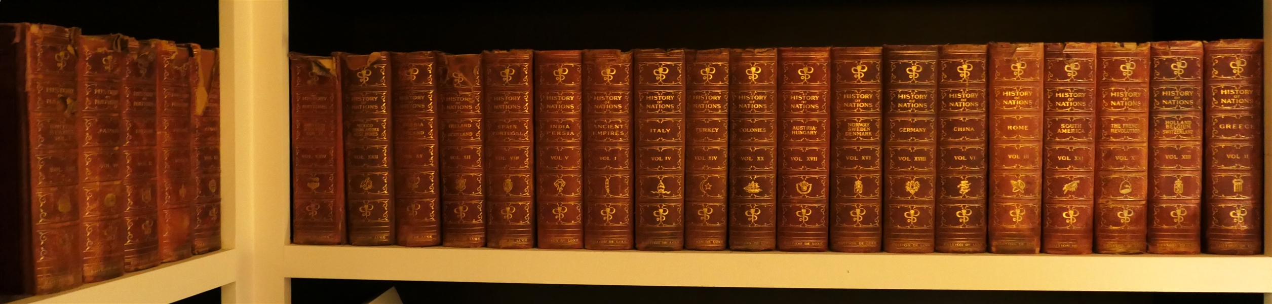 24 Volumes - "The History of The Nations" By James Wilford Garner, Ph, D and Henry Cabot Lodge, Ph.D. -  24 Leather Bound Books with Gold Lettering - Marbleized End Pages