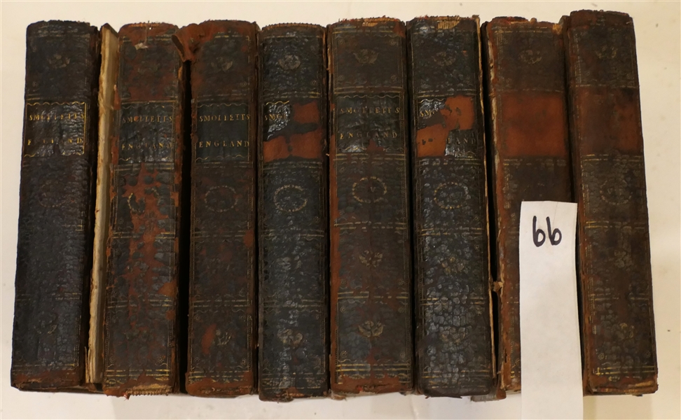 "The History of England From the Revolution to the Death of George the Second" In Eight Volumes - by T. Smollett, MD -London  1794 -Eight Leather Books -  Vol 6 Is Missing Front Cover 