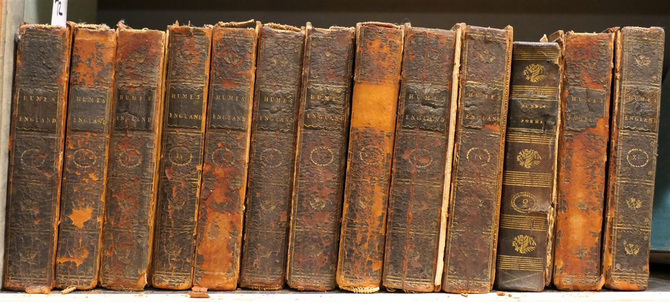 Complete Set of 13 Volumes "The History of England From The Invasion of Julius Caesar to the Revolution in 1688" by David Hume, Esq. - Published in London 1793 - - Leather Cover Books - Some Covers...