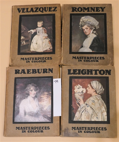 4 - "Masterpieces in Colour" Art Books - "Velazquez" "Raeburn" "Romney" and "Leighton" - Hardcover Books with Color Illustrations -  From the Library of Elizabeth Dortch from Sally Smith