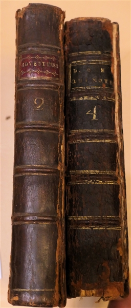 2 Volumes of "The Adventurer" 1767 - Leather Pocket Books - Writing on First Pages - Front Covers are Loose -  From the Library of Gavin Hogg / William Clements to Mrs. C.M. Dortch