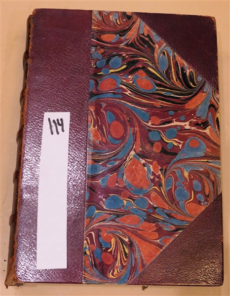 "The Poetical Works of John Dryden" The Albion Edition - Leather Bound with Pretty Marbleized Cover and End Pages - Front Cover is Detached 