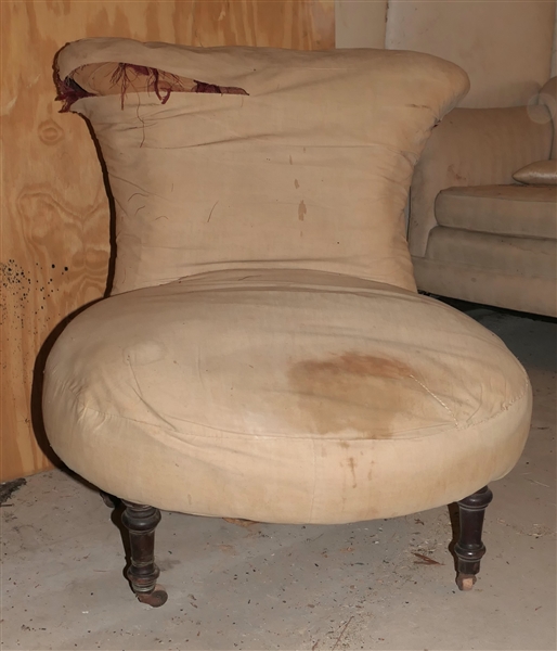 Early American Parlor Chair with Sheraton Legs - Unusual Back Rest and Rounded Seat - Chair Measures 30" tall 