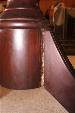 Nice Mahogany Duncan Phyfe Game Table - Brass Claw Feet - Urn Style Pedestal - Table Measures 29 tall 35 1/2 by 35 1/2 - Open - One Leg Has Been Repaired 