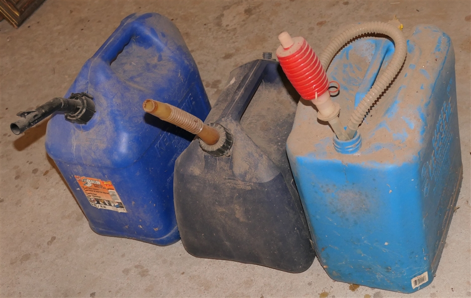 3 Blue Kerosene Cans