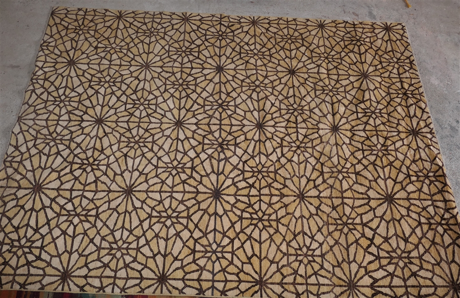 Pretty Brown and Gold Rug with Sunburst Pattern - Rug Measures 117" by 84"